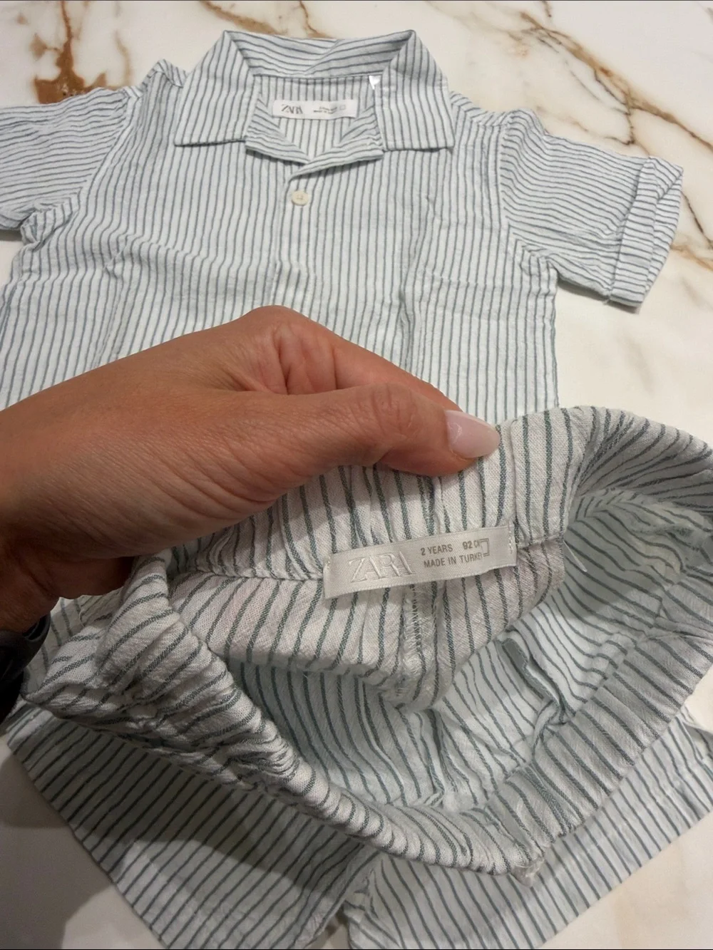 Zara Kids Blue & White Striped Short Pajama Set 2yr